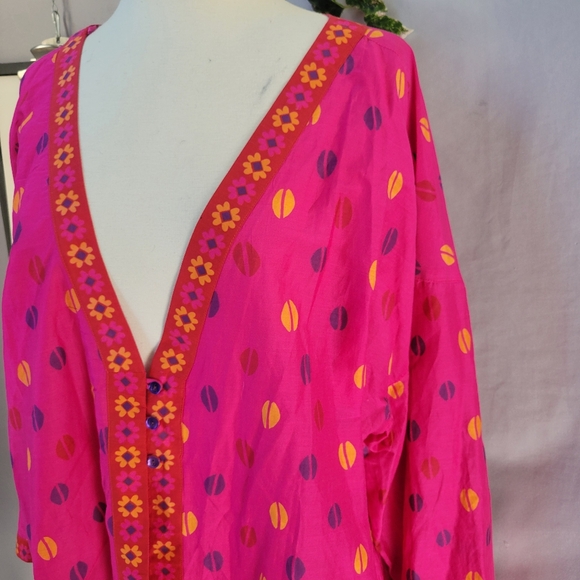 Gudrun Sjoden Dorotea Cotton/Silk Button Front Print Jacket XL - Picture 6 of 14
